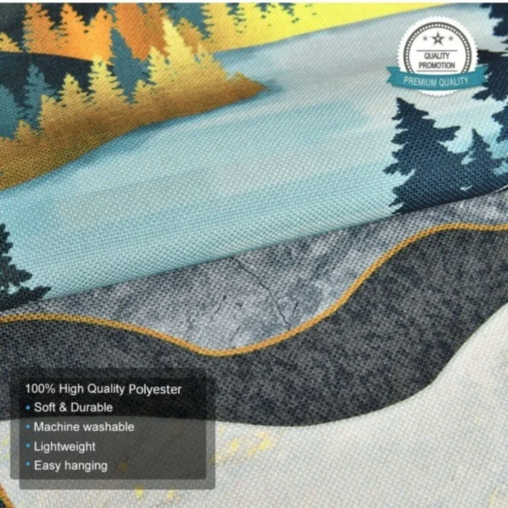 Night Sky Forest Mountain Nature Tapestry Banner